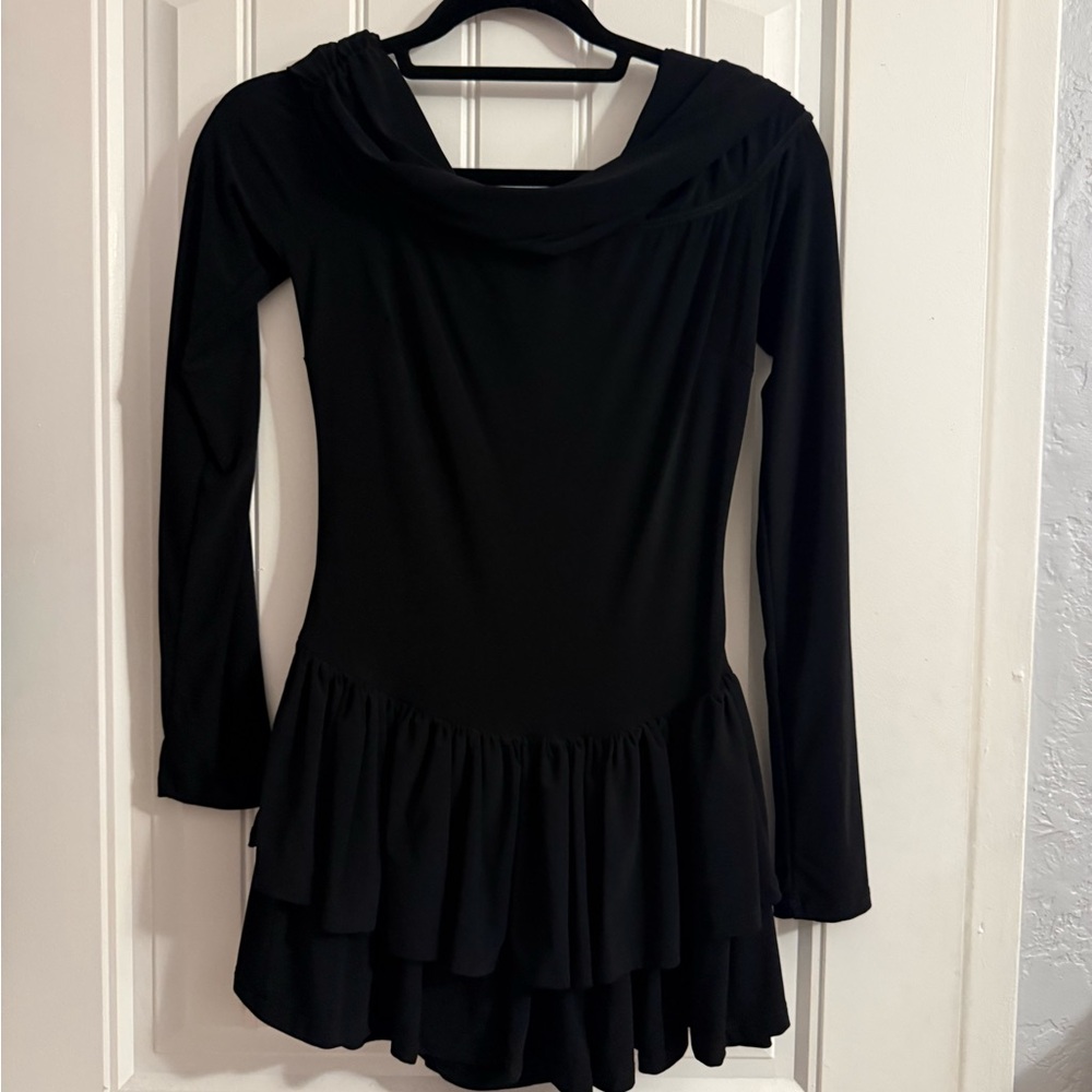 Fashion Nova Black Ruffled Long Sleeve Dress